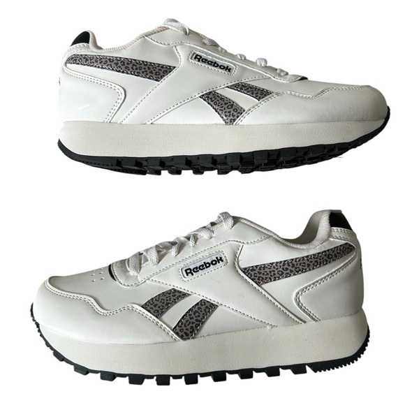 Reebok NWT Cream Sneakers with Leopard Accent Ortholite shoes size 7.5 - Picture 4 of 8